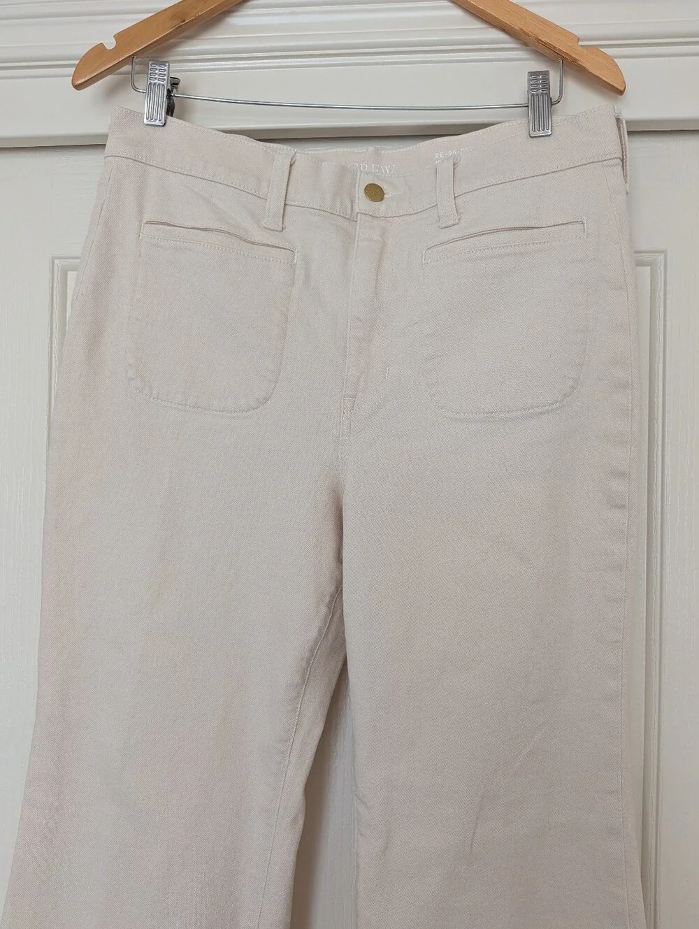 J. CREW Vintage Flare Jean Ecru Wash Ivory Full Length High Rise Sailor Size 30